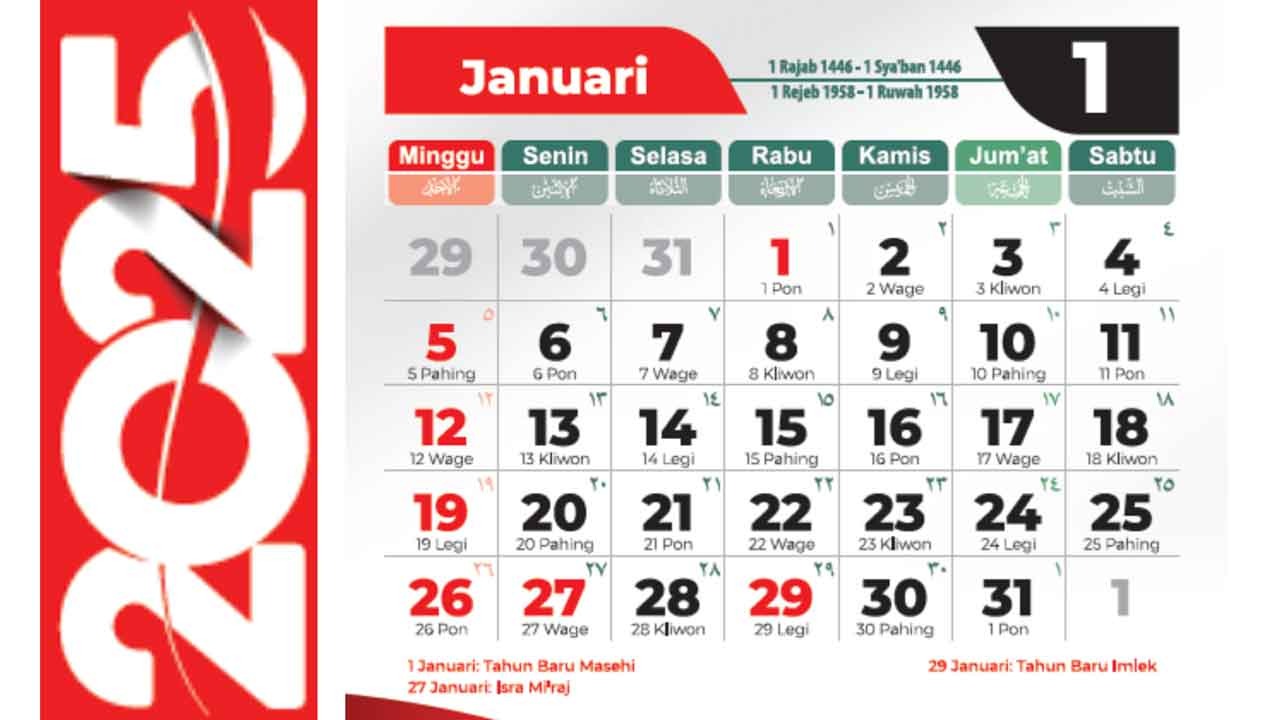 Ada 5 Hari Libur Beruntun pada Januari 2025